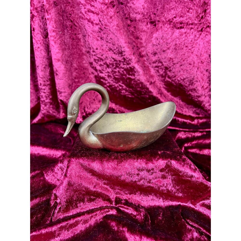 Vintage Brass Swan Neck Goose Trinket Dish – Mid Century Brass Decor